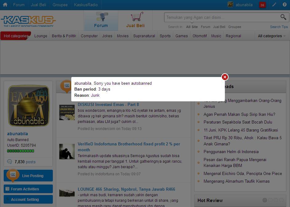 ID AGAN PERNAH DI BANNED??SHARING DIMARI GAN...