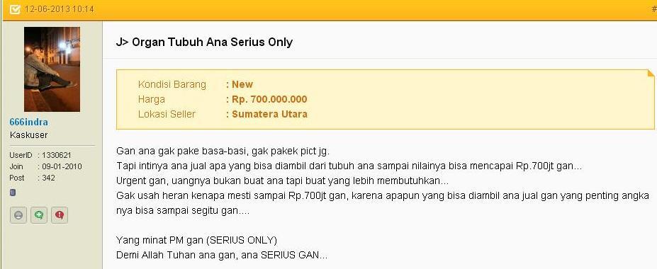 Ada yang jual organ tubuh di FJB
