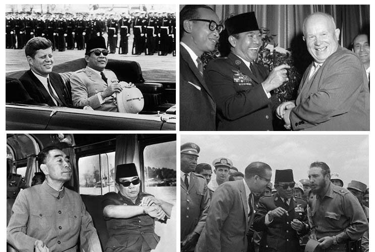 foto berwarna BUNG KARNO dengan presiden amrik