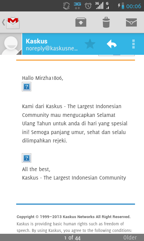 email dari kaskus officer yg bikin ane terharu