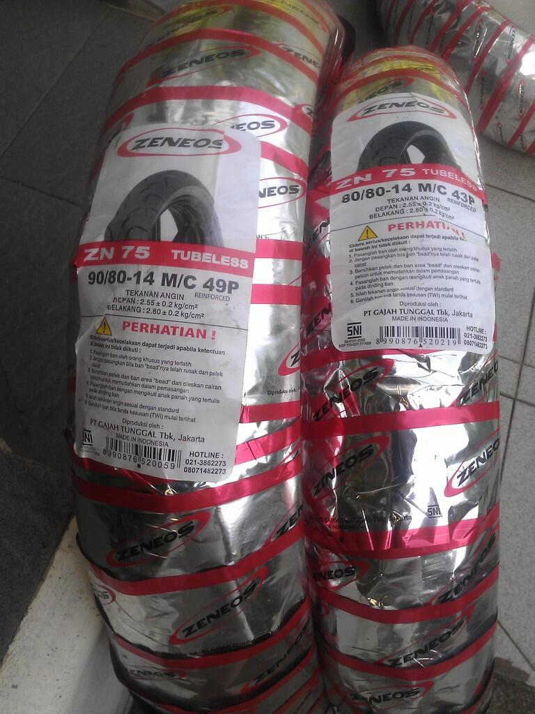 Ban Zeneos ZN 75 80/80 - 14 & 90/80 -14 untuk mio, spacy, beat dll. masuk gan