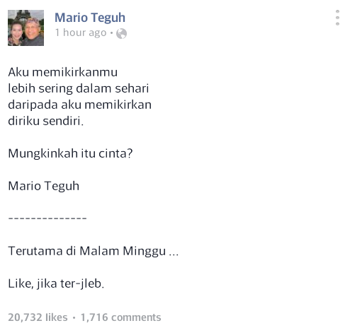 KALIMAT INSPIRATIF DARI MARIO TEGUH