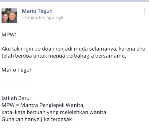 KALIMAT INSPIRATIF DARI MARIO TEGUH