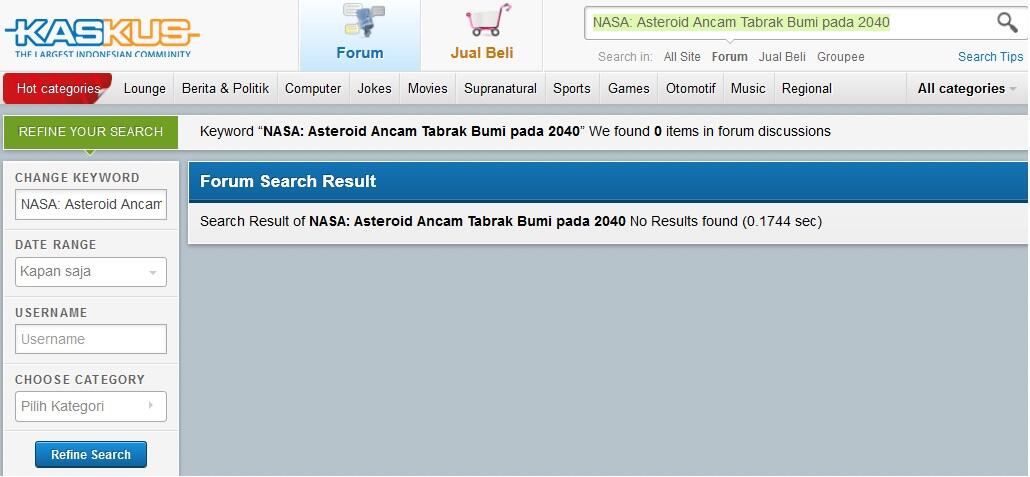 NASA: Asteroid Ancam Tabrak Bumi pada 2040