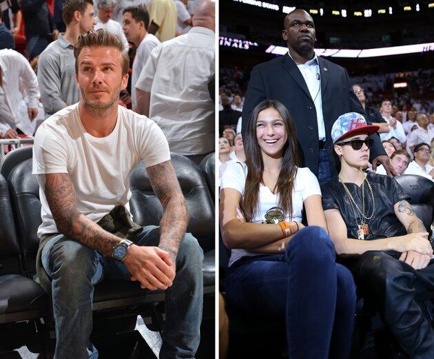 Perbedaan antara David Beckham dan Justin Bieber Saat Nonton Basket