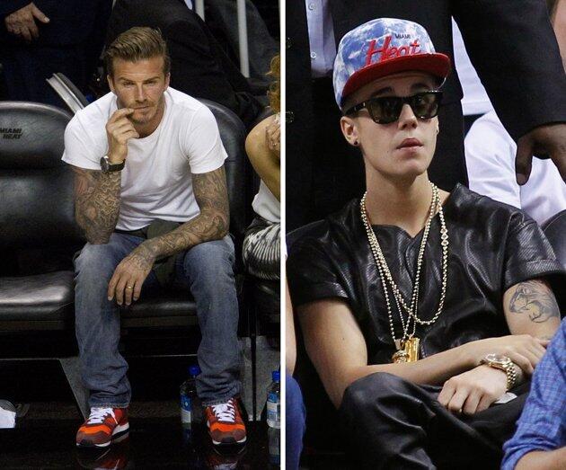 Perbedaan antara David Beckham dan Justin Bieber Saat Nonton Basket