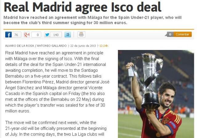 Akhirnya Real Madrid Dapatkan Isco