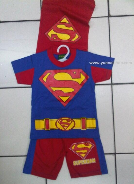 Terjual setelan anak gambar  logo Superhero  baju  kostum 