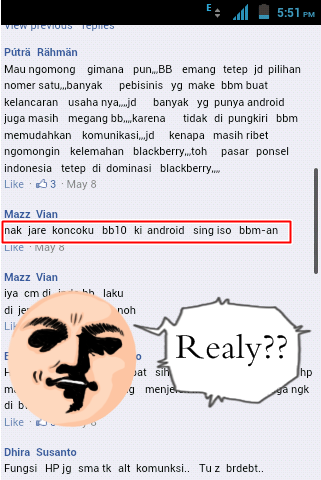 Perang di Fans Page Blackberry, Blackberry User VS Android User