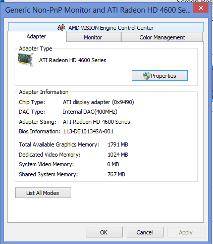 Ask Monitor "Generic non-pnp Monitor" Ati Radeon 4600