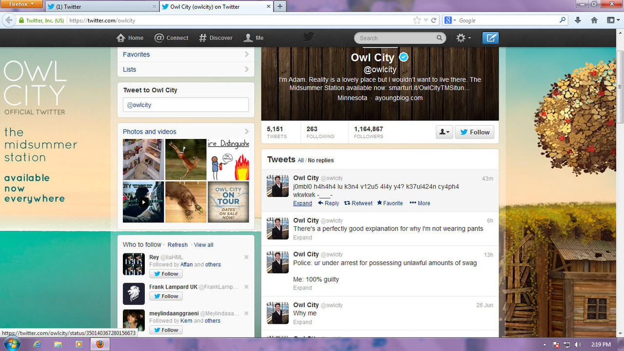 &#91;Ngakak&#93; Twitter Official Owl City Dibajak Gan:D