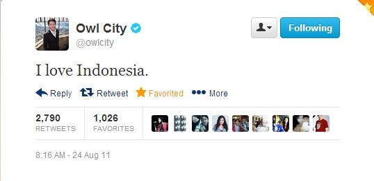 Adam Young (Owl City), Penyanyi Amerika yang Sangat Mengenal Indonesia.