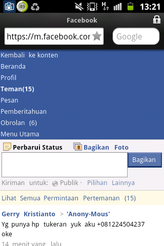 (ask) Tampilan fb di Opera mini berubah???