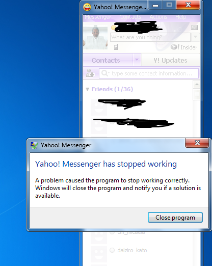 Messenger selalu crash