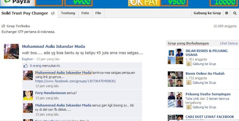 ada yang ketipu Rp. 45 juta di Bisnis Online