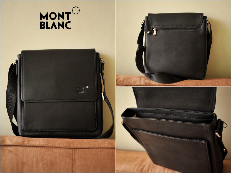 Tas MONTBLANC MB-6161 BLACK Bhn. Kulit Impor Asli