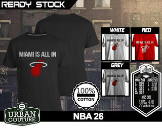 T-SHIRT KAOS DISTRO NBA BASKETBALL ( MIAMI HEAT LAKERS ETC) & SLAMDUNK READY STOCK !!