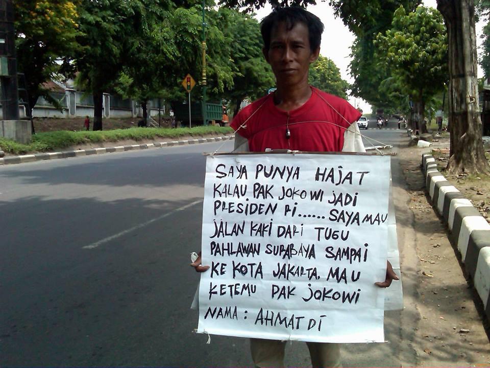 Dukung Jokowi Jadi Presiden,Warga Surabaya Nekat Jalan Kaki dr Surabaya Ke Jakarta
