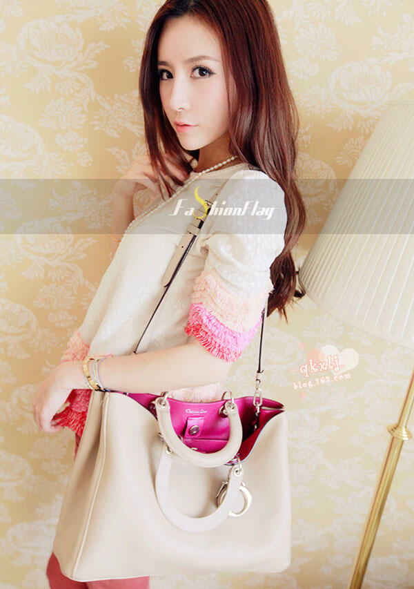 Tas/Bag Dior seri Diorissimo Second Medium Beige-Pink Kwalitas Premium