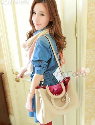 Tas/Bag Dior seri Diorissimo Second Medium Beige-Pink Kwalitas Premium