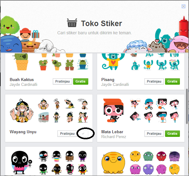 "Wayang" ada di Emoticon Facebook Resmi