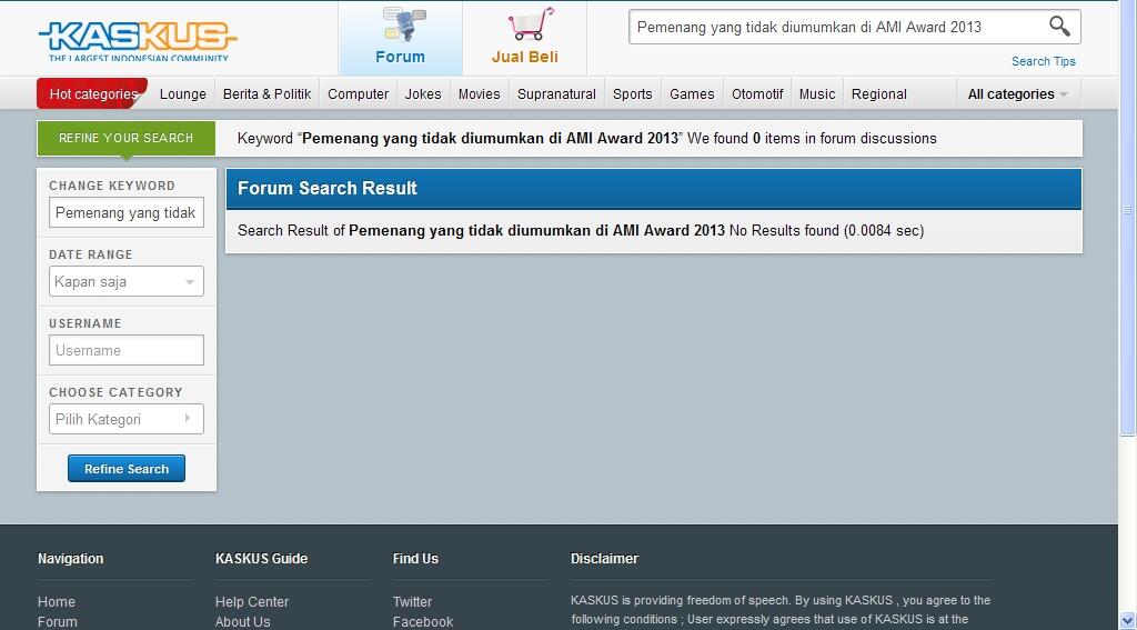 Pemenang yang tidak diumumkan di AMI Award 2013