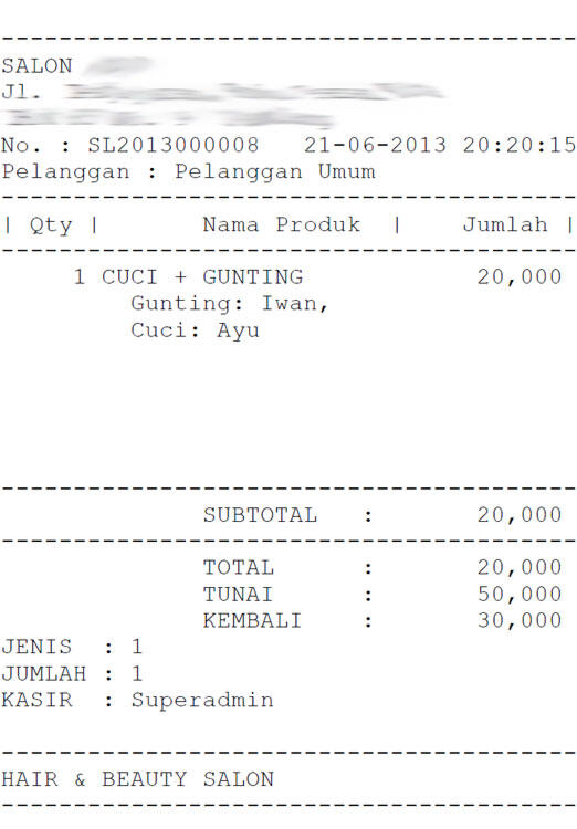 SOFTWARE KASIR KHUSUS UNTUK USAHA SALON