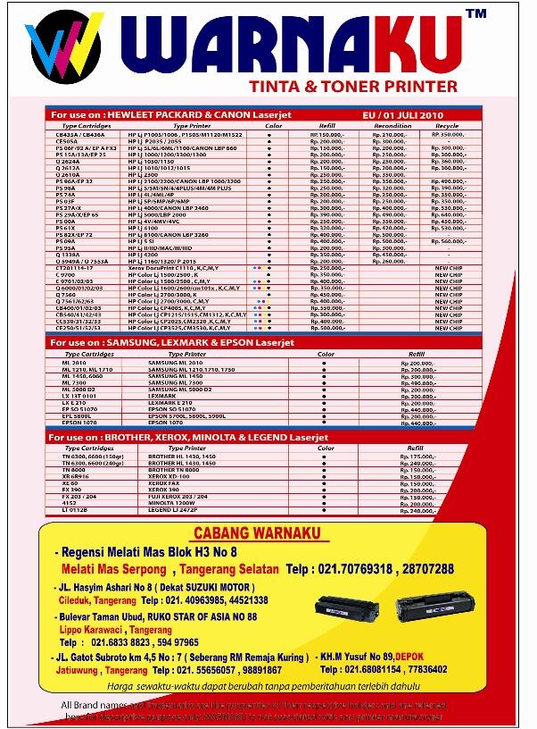 Tinta infus / Tinta refill / Tinta botol / Refill Toner / WARNAKU / 0878 0875 3678
