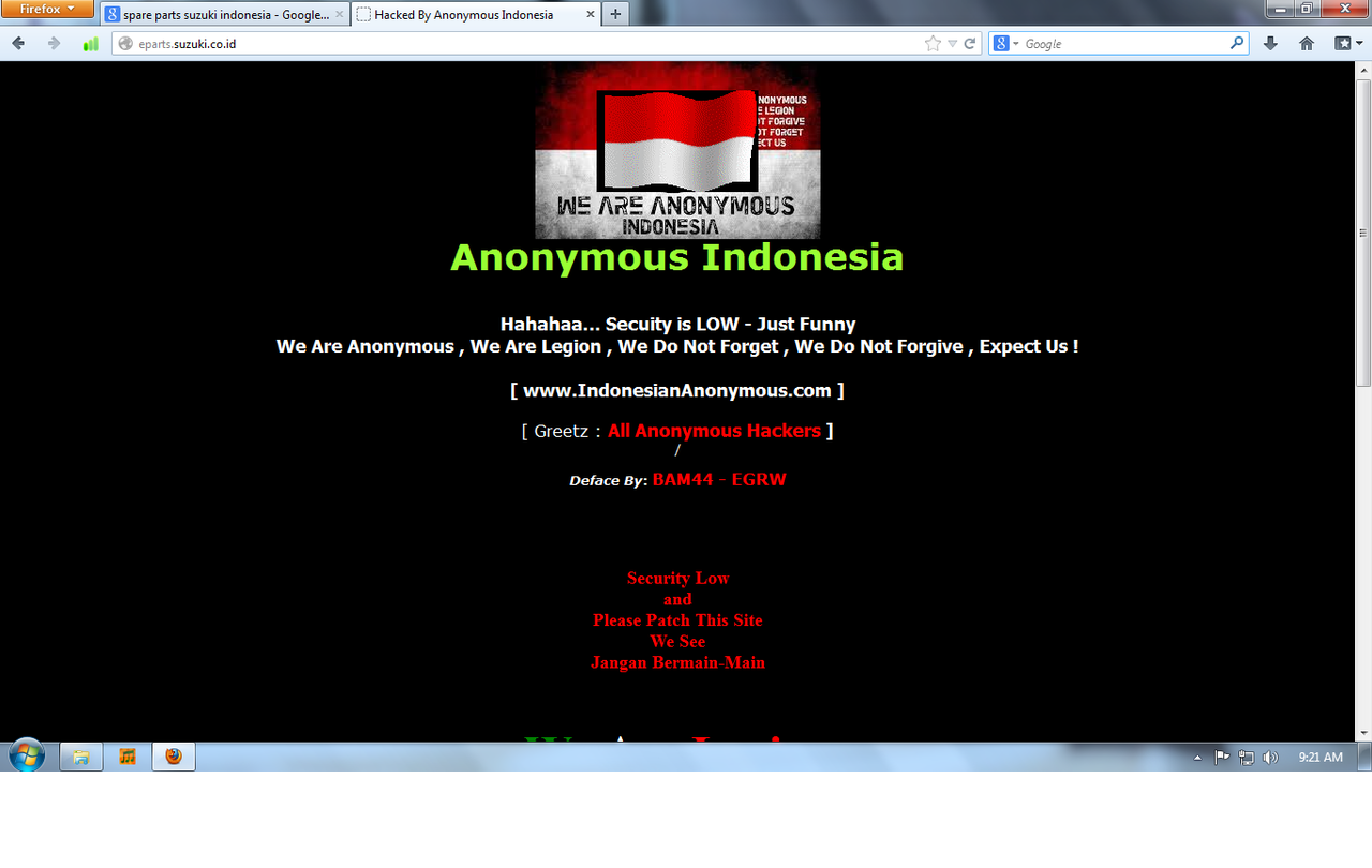 Website Sparepart Suzuki di Hack Anonymous Indonesia