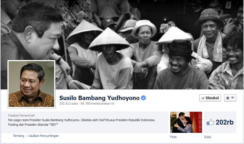 Baru Kemarin Bikin Fans Page Susilo Bambang Yudhoyono , Sudah 202rb lebih yang Like