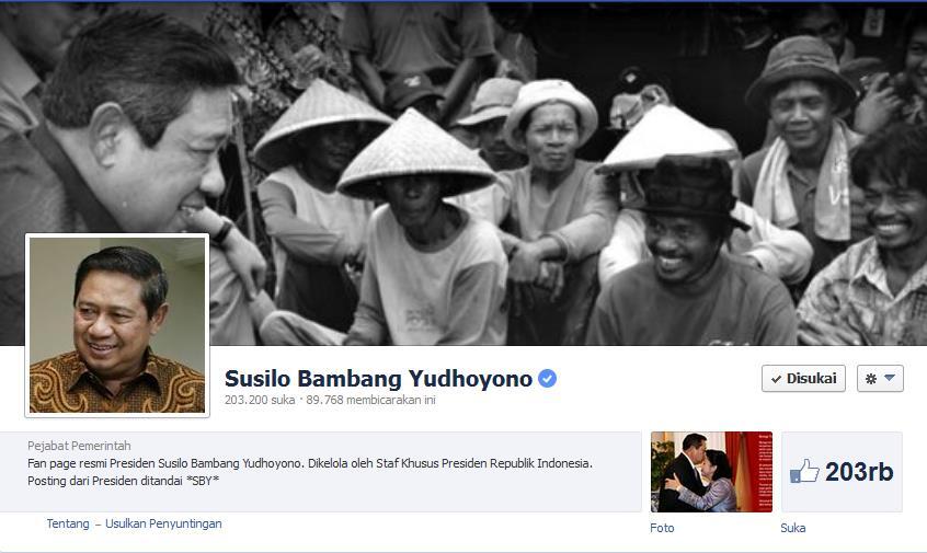 Baru Kemarin Bikin Fans Page Susilo Bambang Yudhoyono , Sudah 202rb lebih yang Like
