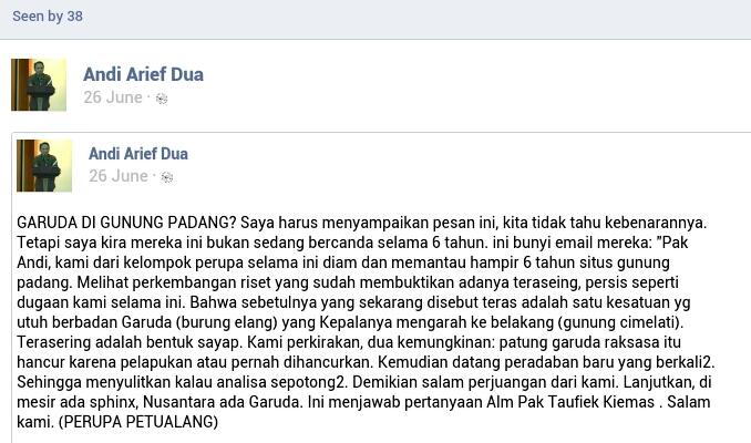 &#91;UPDATE GN.PADANG&#93;DIPERKIRAKAN ADA BANGUNAN SERUPA SPHINX