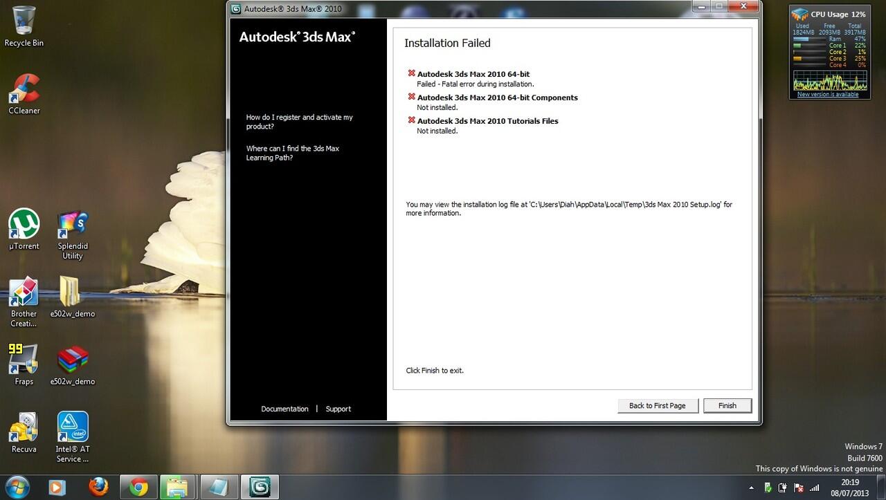 gagal install Autodesk 3ds Max 2010