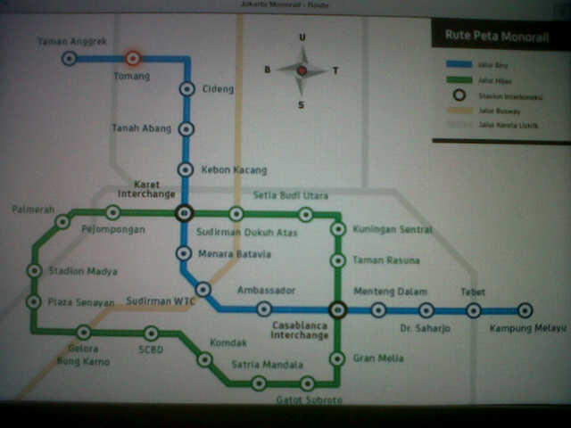 Peta Rute Monorel Jakarta