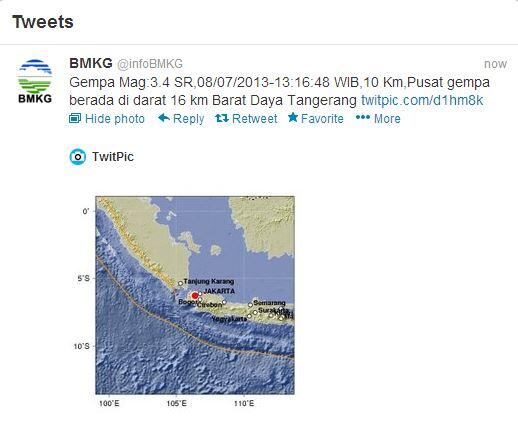 Gempa 3,4 SR mengguncang Tangerang