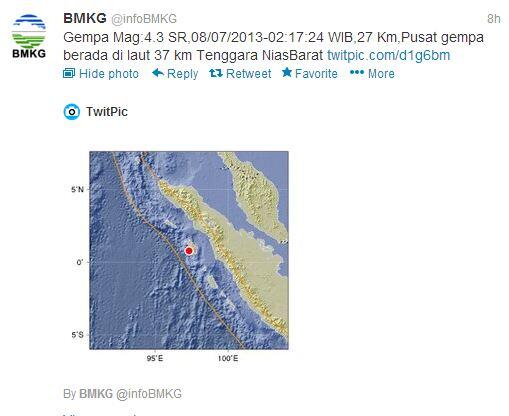 Gempa 3,4 SR mengguncang Tangerang