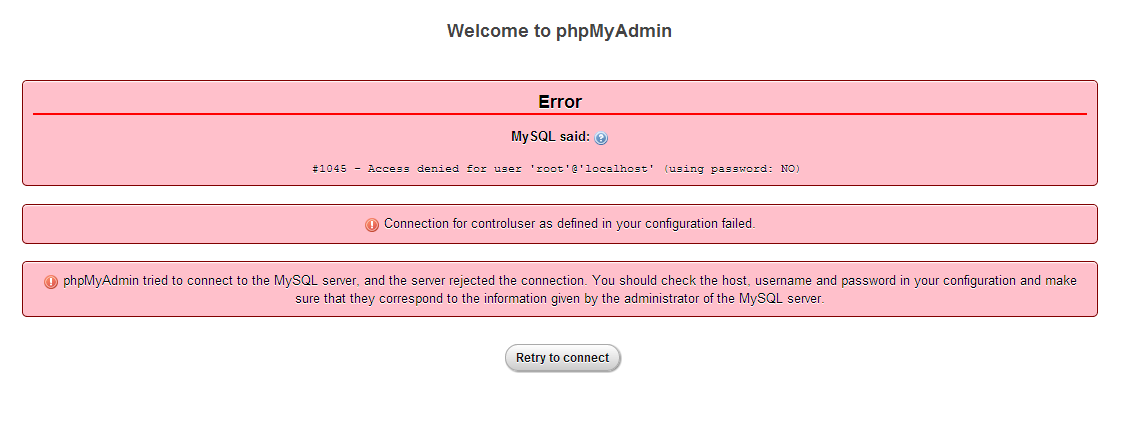 &#91;ask&#93; login to myphpadmin XAMPP