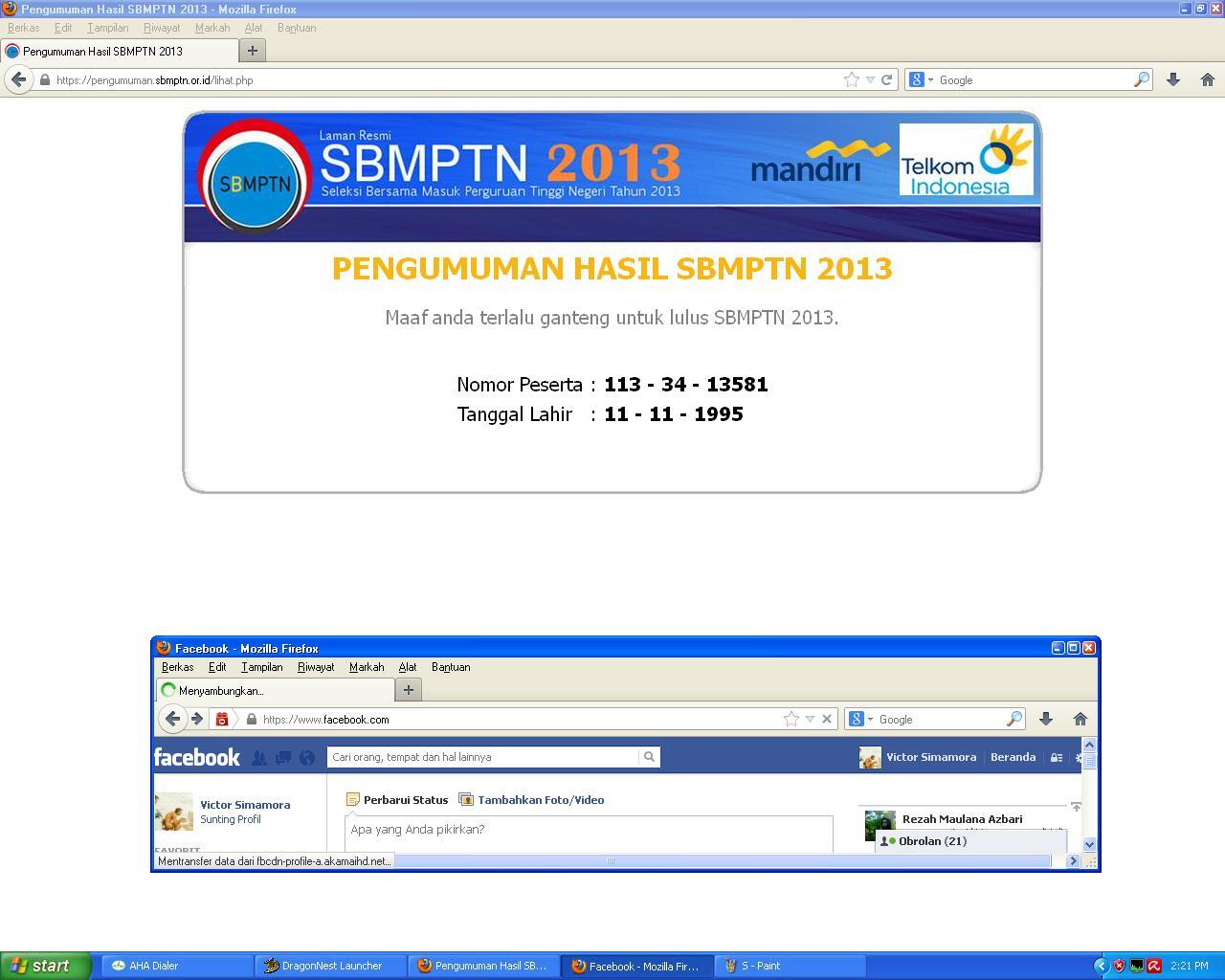 Galau dengan hasil SBMPTN 2013 coba lihat dimari..!!!!
