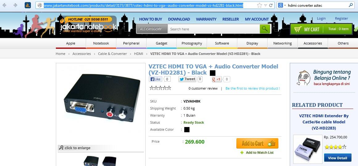 Jual HDMI Converter HDMI in VGA out