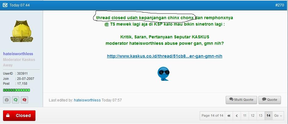 MODERATOR HATEISWORTHLESS SUNGGUH &quot;BIJAKSANA&quot;, MASUK DAN RASAKAN!!!