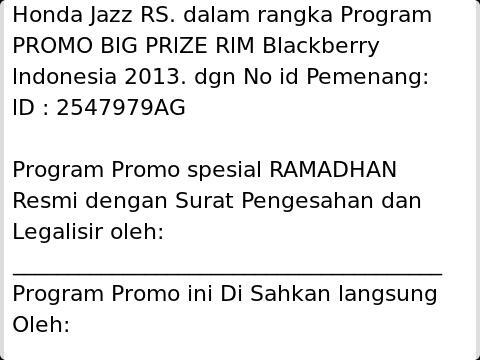 BERKAH RAMADHAN from Research In Motion Limited
(Horrayy... Ane Dapat Mobil Baru!!)