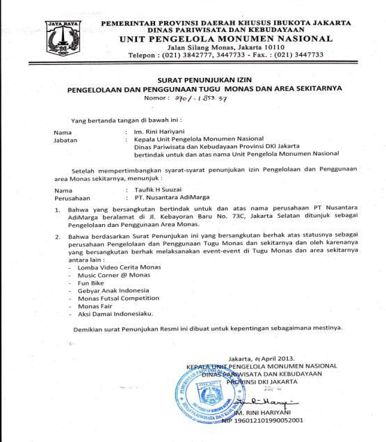 Surat ijin Monas Fair