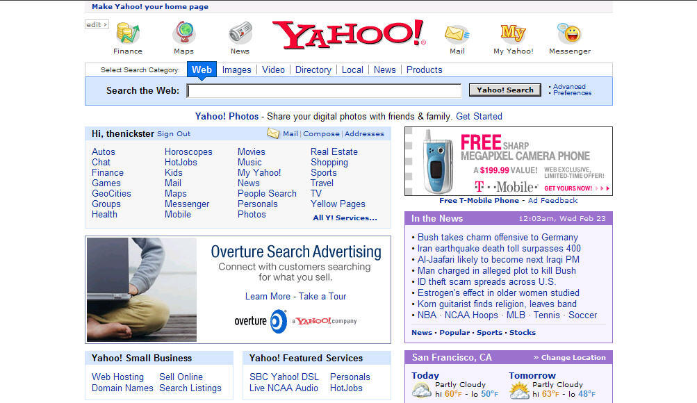 Homepage Yahoo dari Tahun 1994