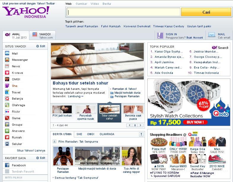 Homepage Yahoo dari Tahun 1994