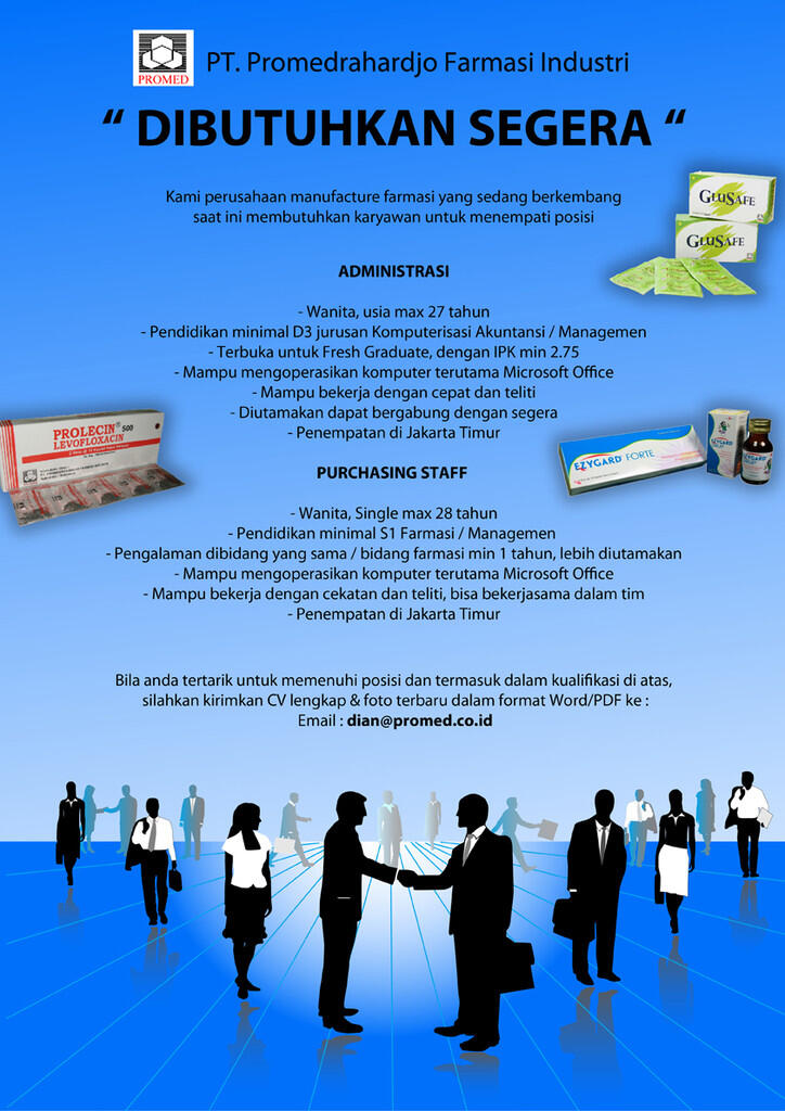 lowongan kerja FINANCE STAFF, ACCOUNTING STAFF, RECEPTIONIST, ADMIN, PURCHASING