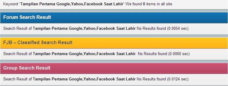 Tampilan Pertama Google, Facebook, Yahoo waktu pertama Lahir