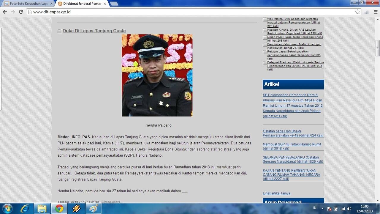 Foto-foto Kerusuhan Lapas Tanjung Gusta Medan