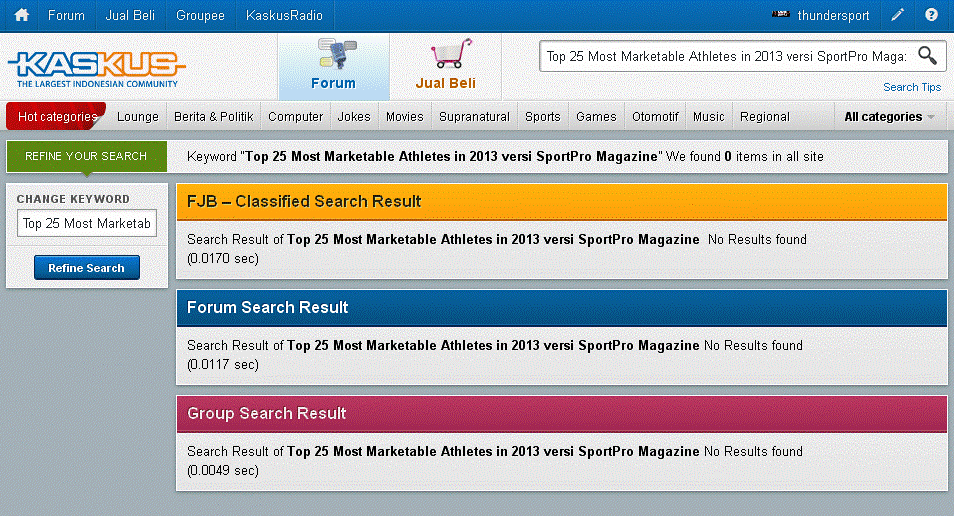 TOP 25 MOST MARKETABLE ATHLETES in 2013 versi SportPro Magazine - by ThunderSport