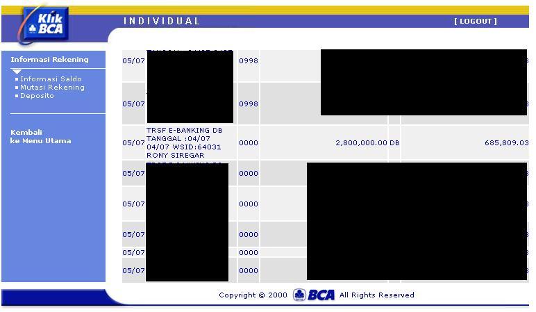 Penipuan Rony Siregar BCA 1652923113 a.n Rony Siregar