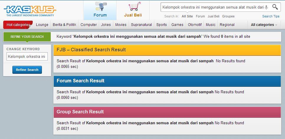 Kelompok orkestra ini menggunakan semua alat musik dari sampah
